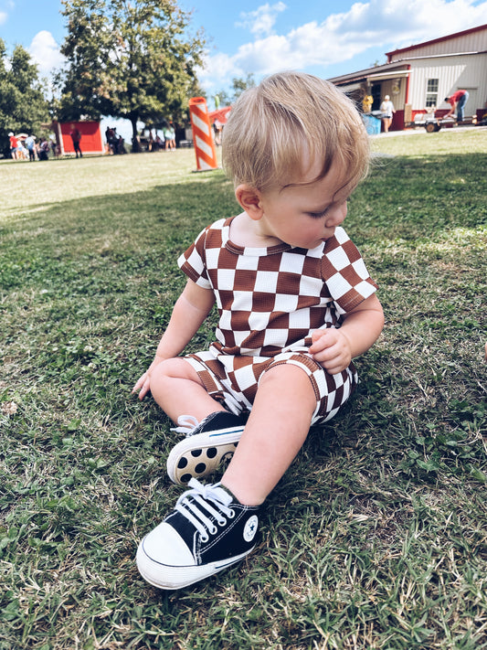 Fall Checkered Romper