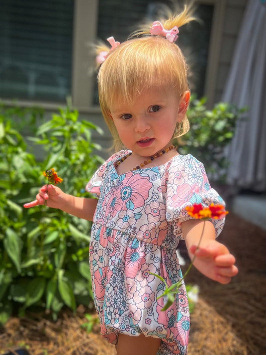 Blue & Pink Floral Romper